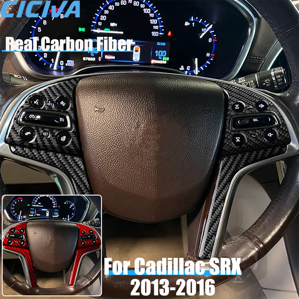 

Real Carbon Fiber Car Accessories Steering Wheel Set Decorative Trim Cover Soft Sticker For CADILLAC SRX 2013 2014 2015 2016