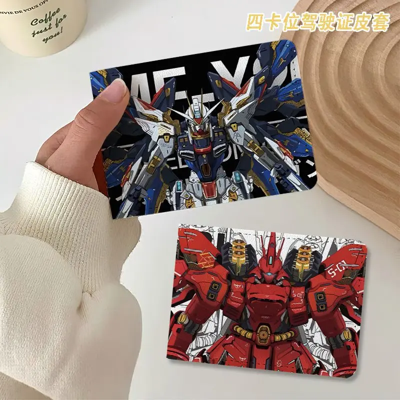 Gundam, tarjetero de cuero PU a la moda, caja para tarjetas de crédito bancarias de Anime, funda para tarjetas delgadas con múltiples ranuras, billetera para mujeres y hombres, funda para tarjetas de regalo