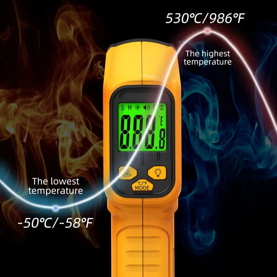 Profesjonalny termometr na podczerwień BSIDE -50~530°C 12:1 Cyfrowy termometr na podczerwień Bezdotykowy termometr laserowy