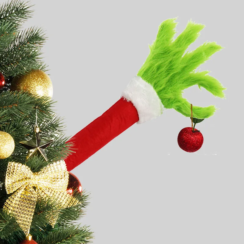 

Christmas Elf Body Tree Decorations Arm for Christmas Tree Christmas Furry Green Monster Arms Hand for Christmas Tree Ornament