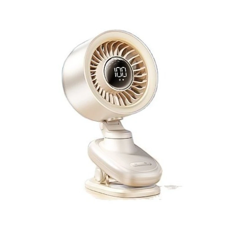 Desktop clip Small fan, wall-mounted shaking head air 3D circulating fan Digital display Home dormitory silent and low noise