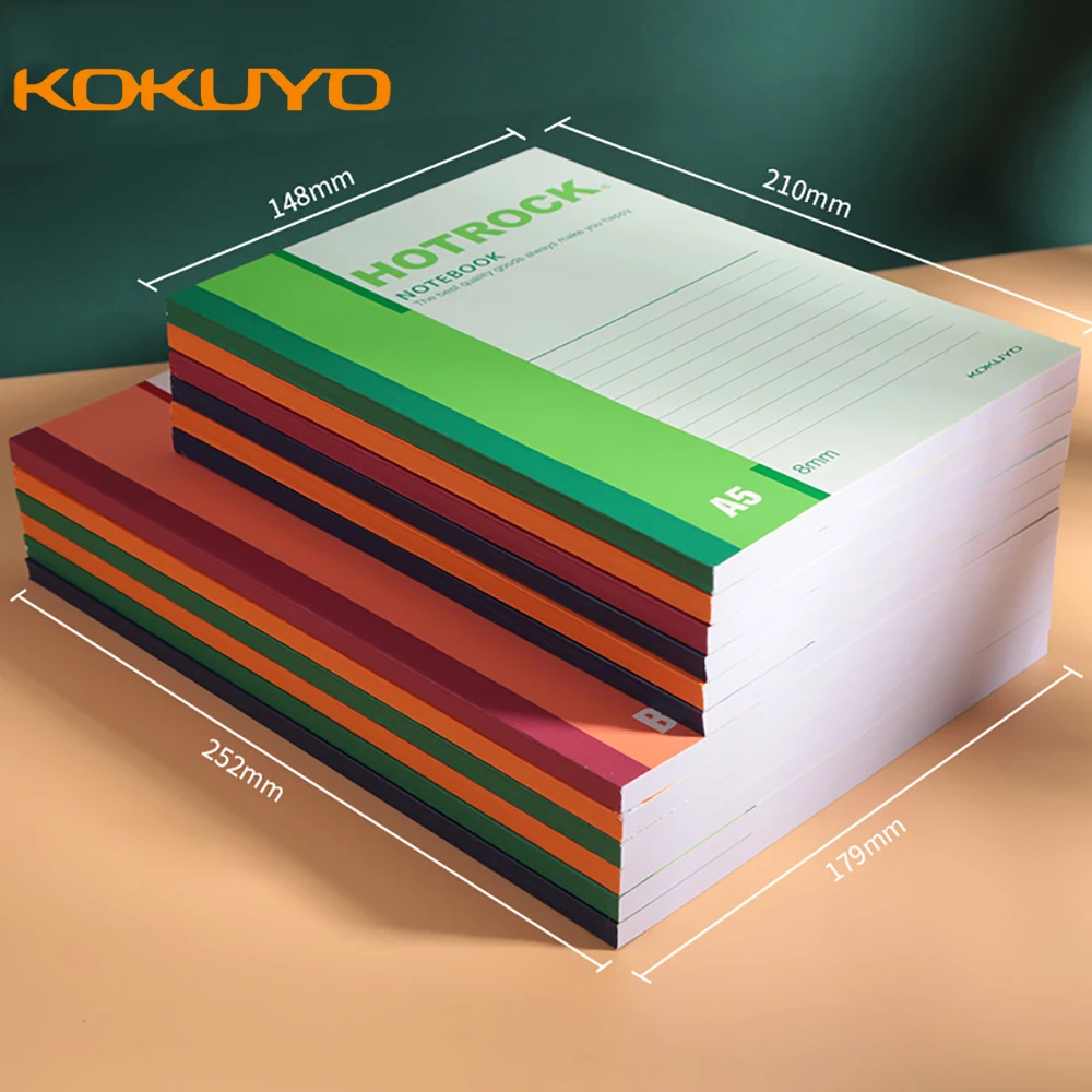 4 Japanese KOKUYO A5 Hotrock Notebooks Wirelessly Bound WCN-N1050 Student Workbook Thickened Horizontal Line Inner Page Students