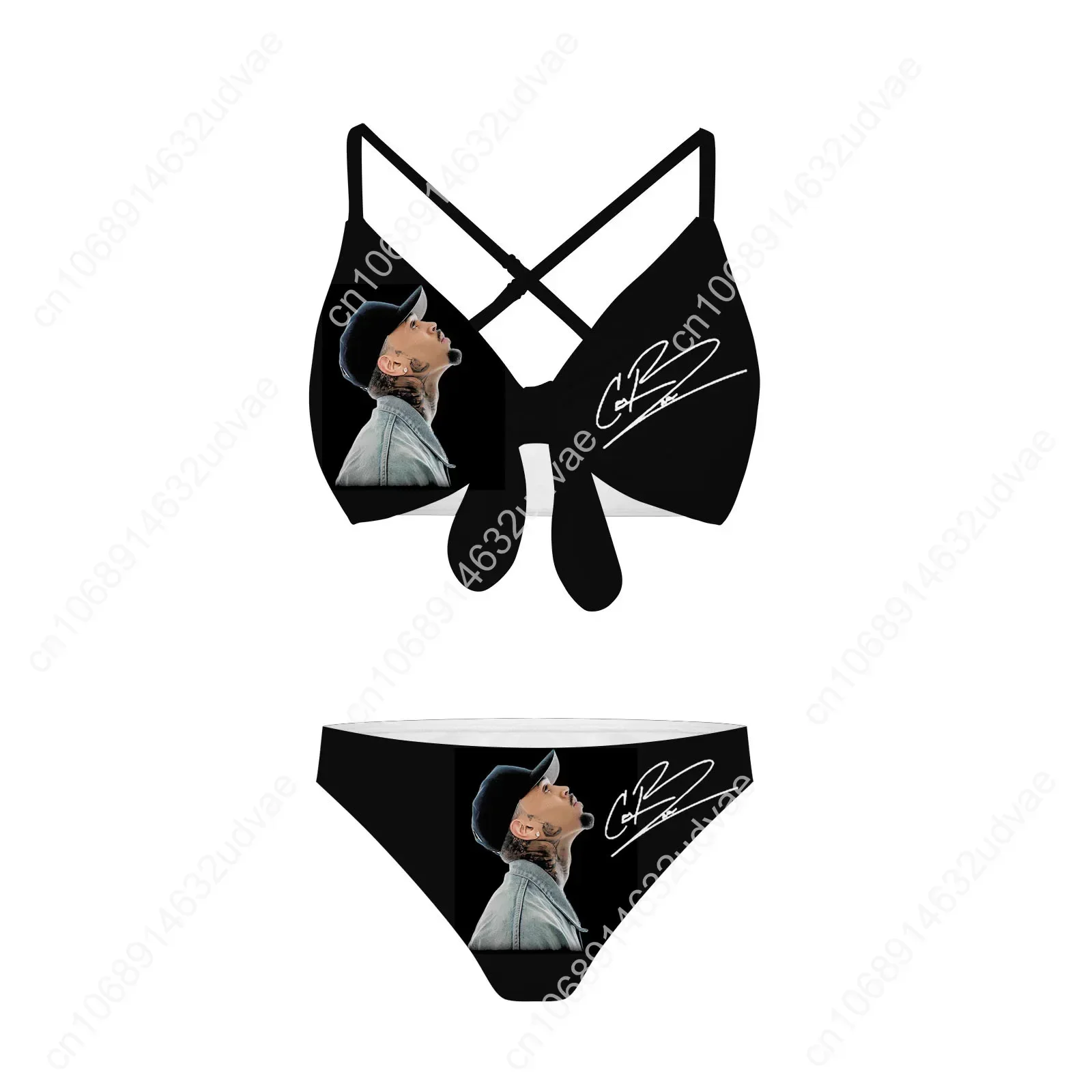 Chris Brown Bathing Suits Cross Strap Suspenders Swimsuits Womens Personalized Bikini Pool Party Swimwear Customized Beachwear