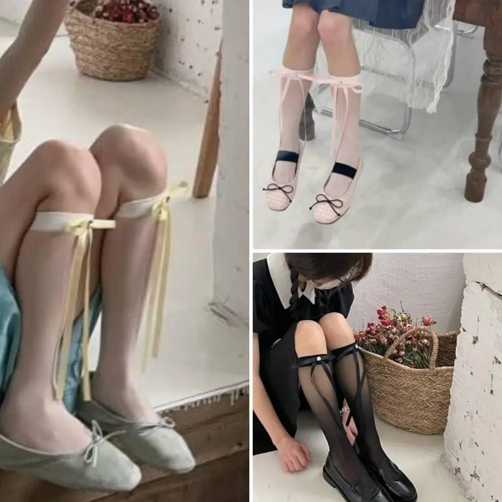 Socks Spring And Summer Calf Socks Knee High Socks Harajuku Style Hosiery Women's Socks Calf Pile Socks Balletcore Style Socks