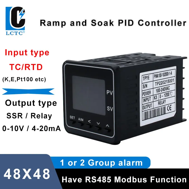 

LCTC 0-10V SSR Relay Analog Output PID Temperature Controller Timer TC/RTD PT100 Input Max Programmable Regulator LCD 48*48 PMA