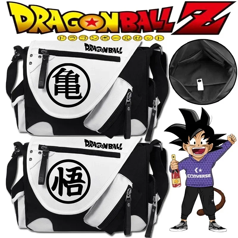 Dragon Ball Around PU Leather Crossbody Bag Leisure Black and White Colorful Cartoon Anime Students Shoulder Backpack Schoolbag