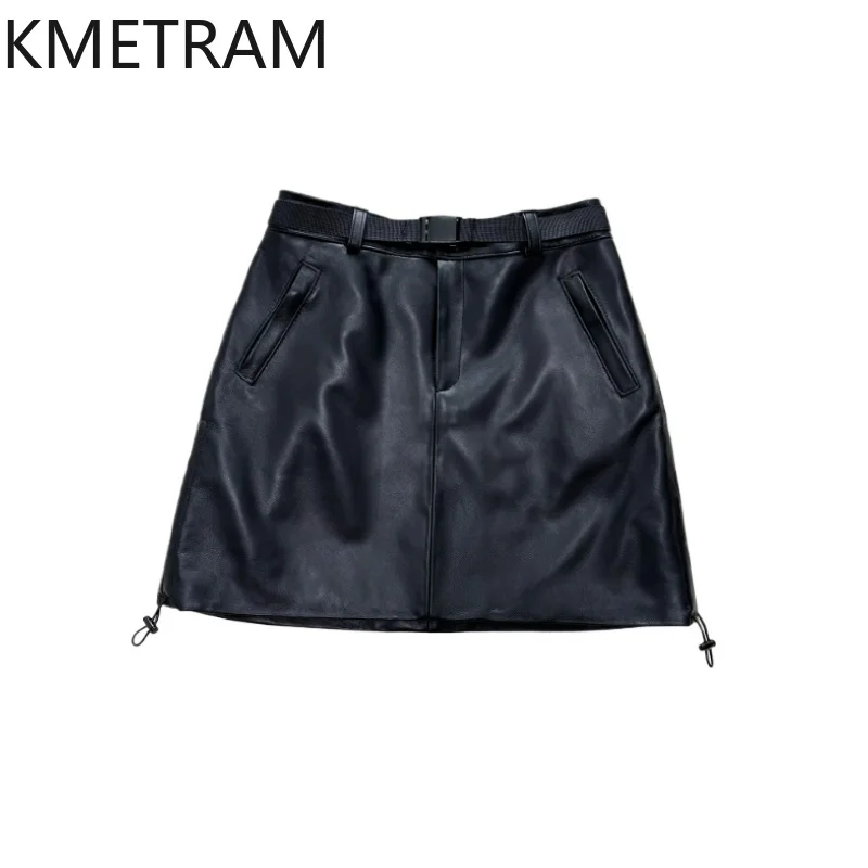 

KMETRAM 100% верхний слой овчины, юбки для женщин, модная черная мини-юбка из натуральной кожи 2025 года, осенняя женская одежда юбка шорты