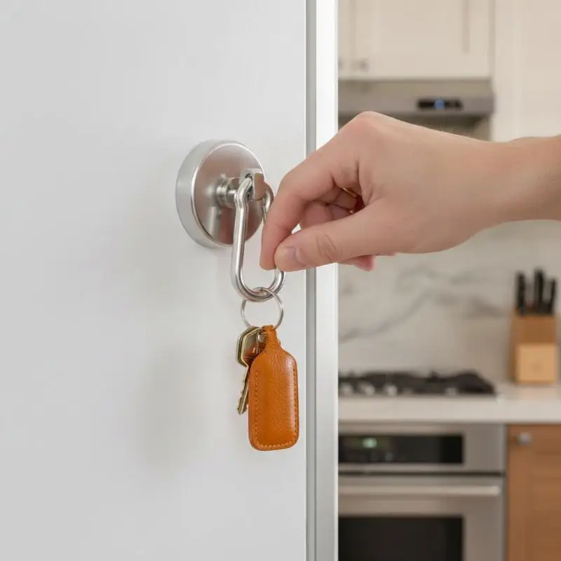 Strong Neodymium Magnetic Hooks Swivel Carabiner Design Non-Scratch Base for Refrigerator Hanging Magnets Photos Notes