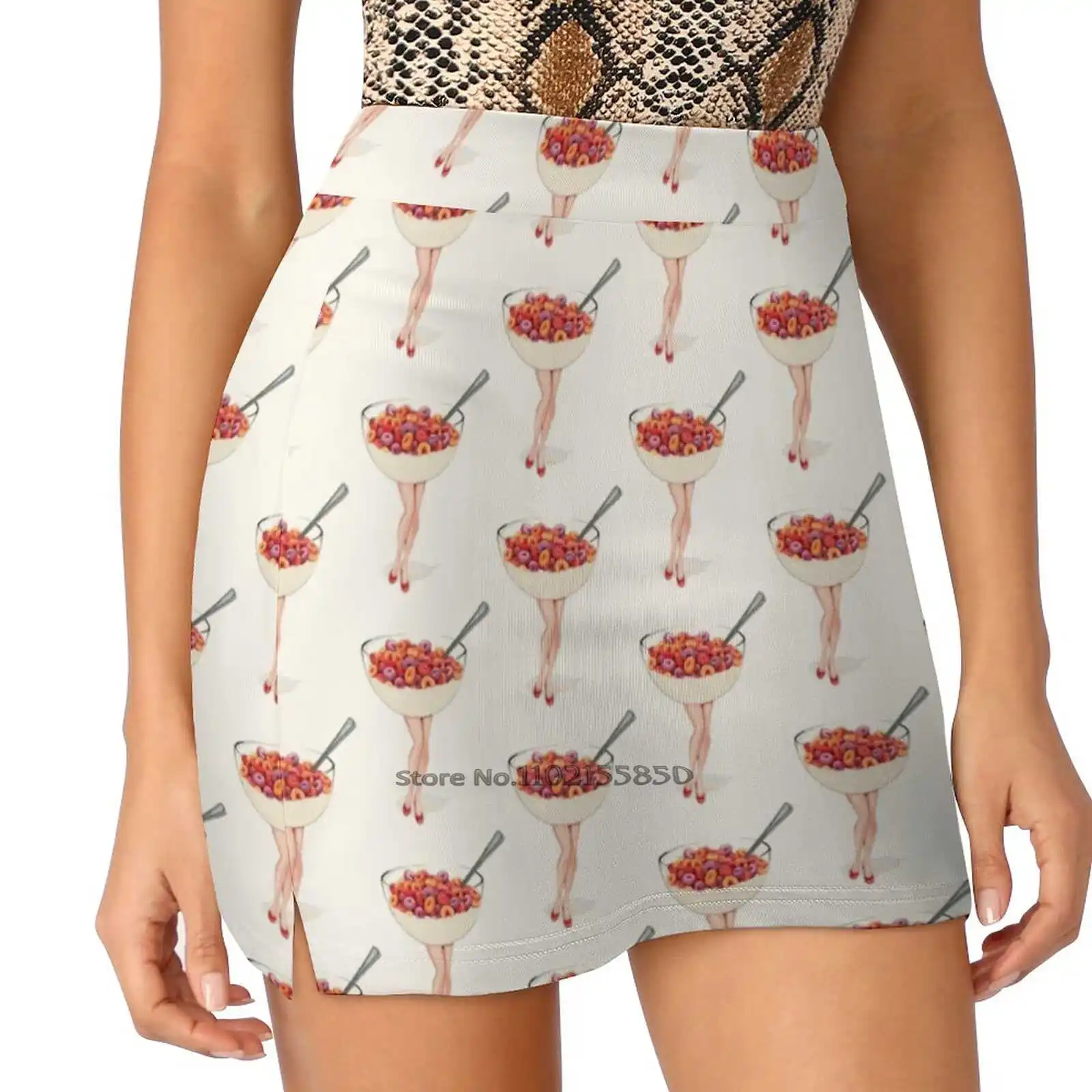 Cereal Pin - Up : Fruit Loops Women'S Fashion Sporting Skirt With Pockets Tennis Golf Running Skirts Cereal Breakfast Up Food