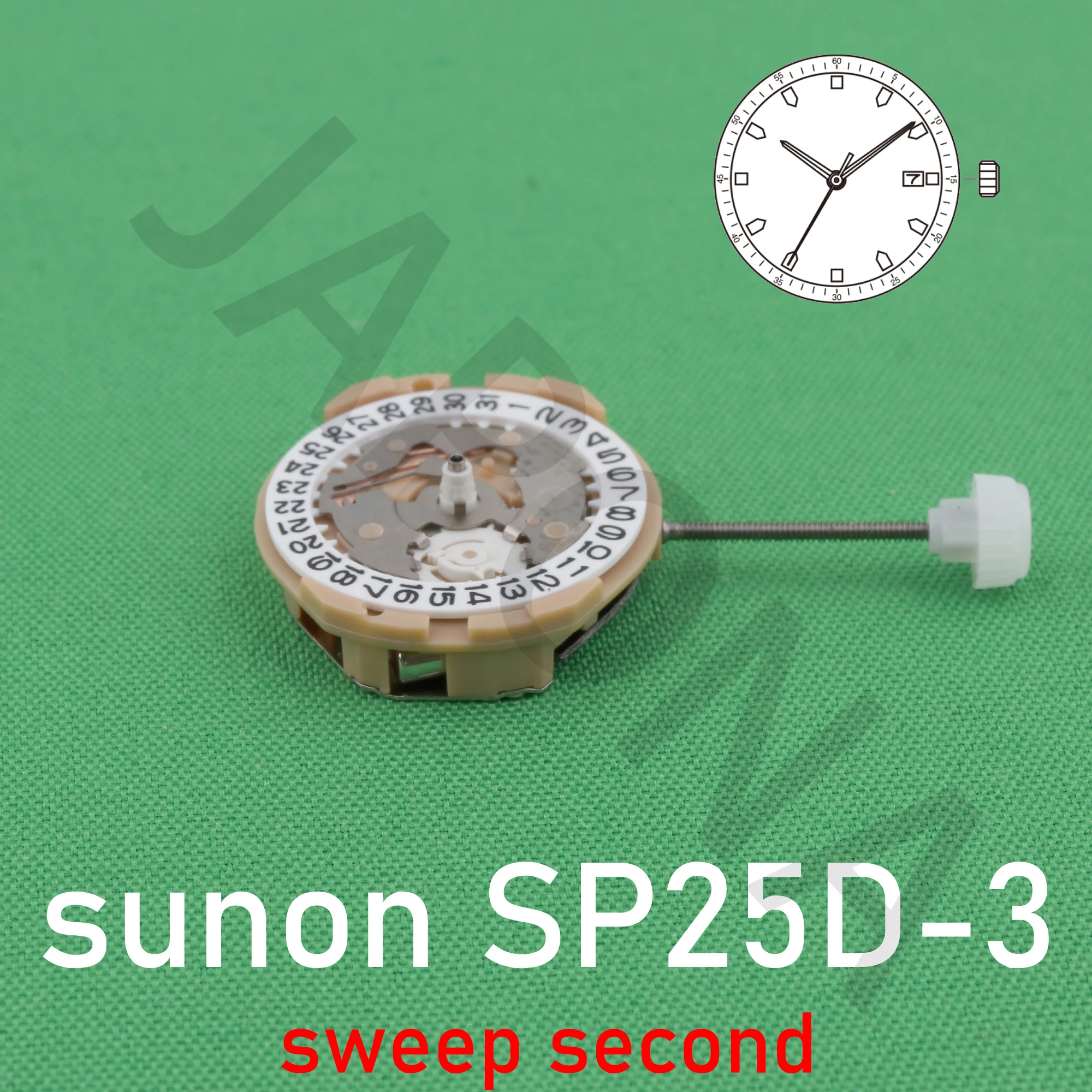 sp25 movement sunon sp25d-3 movement china Quartz Movement  Three Hands Calendar Date sweep second