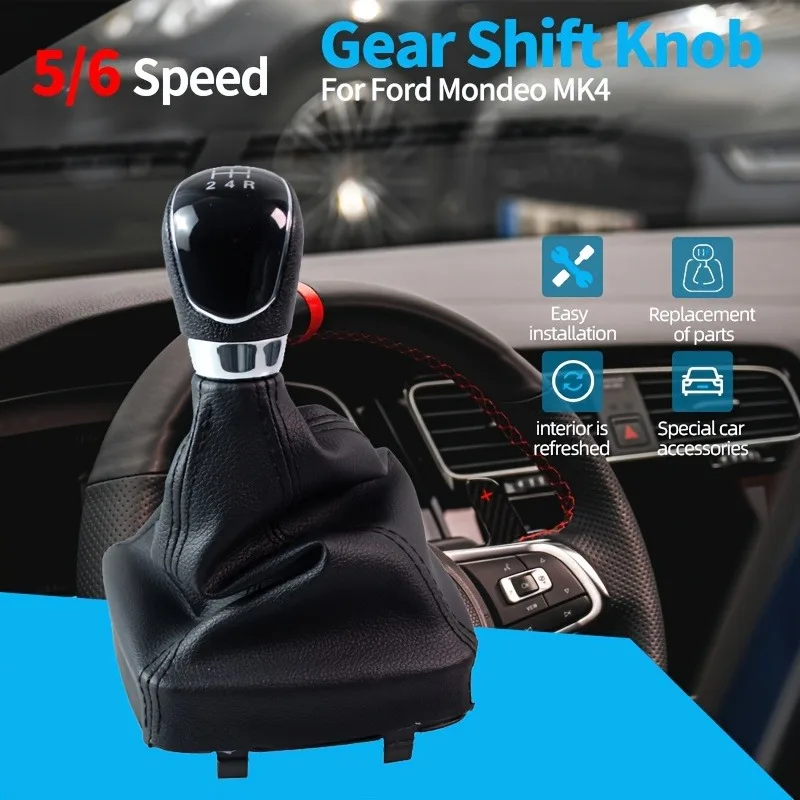 5/6 Speed Gear Shift Knob Boot Set for Ford Mondeo MK4 Manual Shifter Lever Gaiter Cover Easy Install