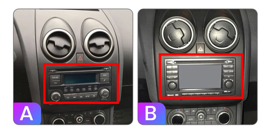 Autoradio für Nissan Qashqai J10 2006-2013, kabelloses CarPlay & Android Auto, Subwoofer-Verstärker, intelligente Systeme, IPS/QLED-Touchscreen, Kamera, DSP, GPS-Navigation, WiFi, DAB+, FM, DSP, BT, SWC, Plug & Play, 2 – Detail 2
