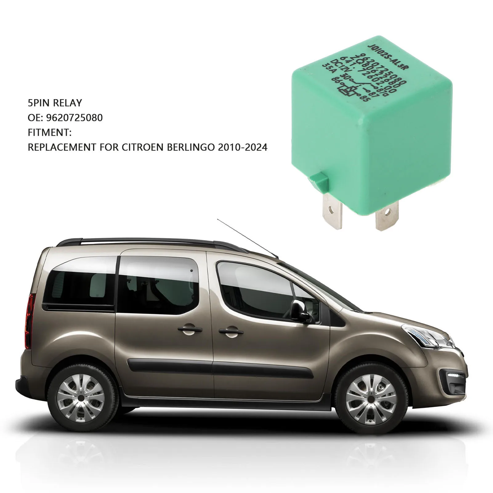 

5 Pin 12v Relay 5pin Relay 9620725080 Automotive Relay Replacement for 2010‑2024 5pin Automotive Relay