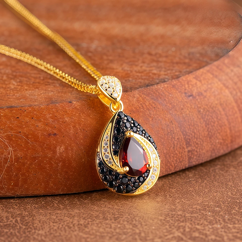 

Натуральный гранат, ожерелье с подвеской из стерлингового серебра 925 пробы, овальный драгоценный камень 7*5 мм, изысканные ювелирные изделия для женщин, подарок для мамы, бесплатная цепочка 18 дюймов