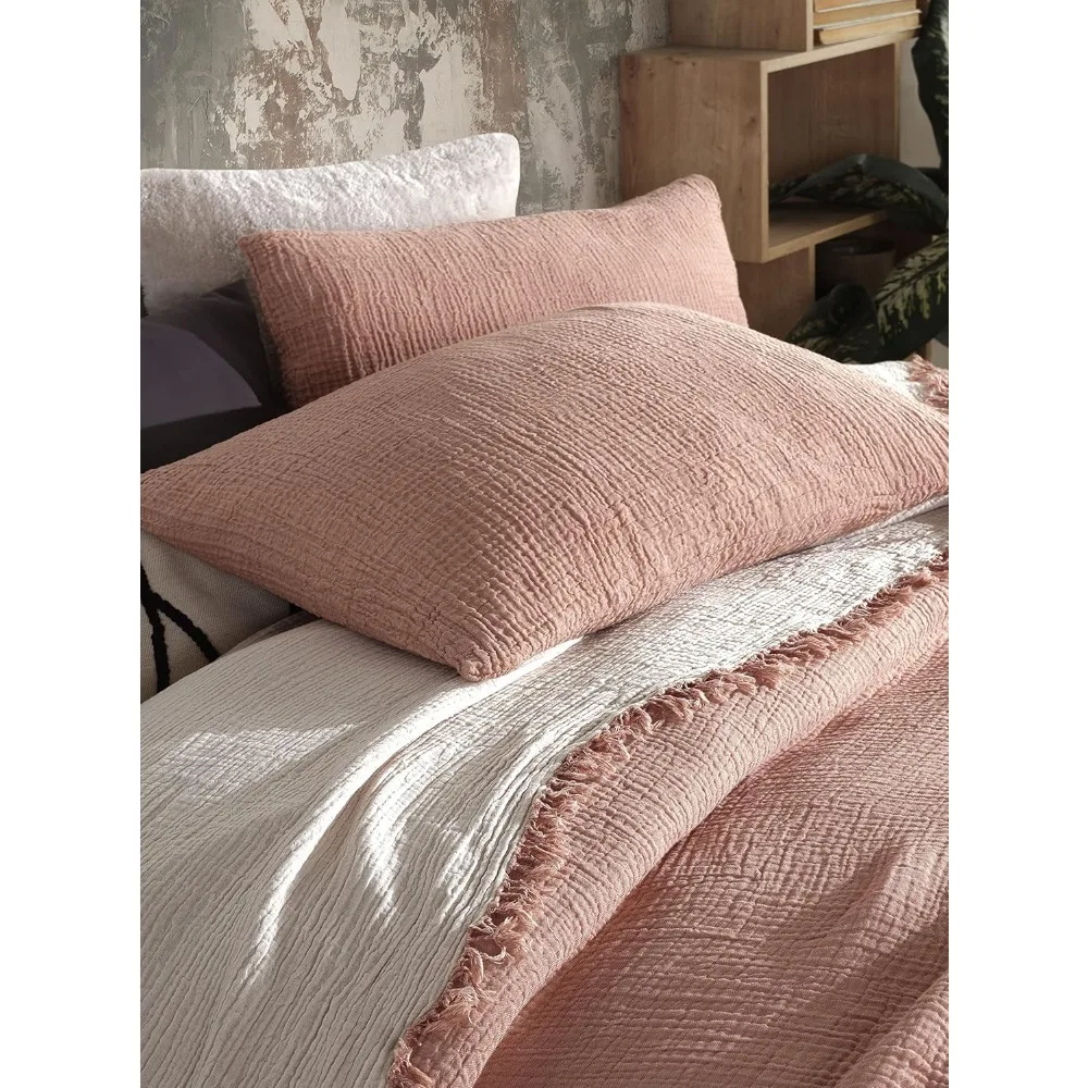 أغطية وسائد من الموسلين مكونة من 4 طبقات من القطن العضوي بنسبة 100% - فائقة النعومة، قابلة للتنفس، خفيفة الوزن، مغسولة مسبقًا لـ Com #6