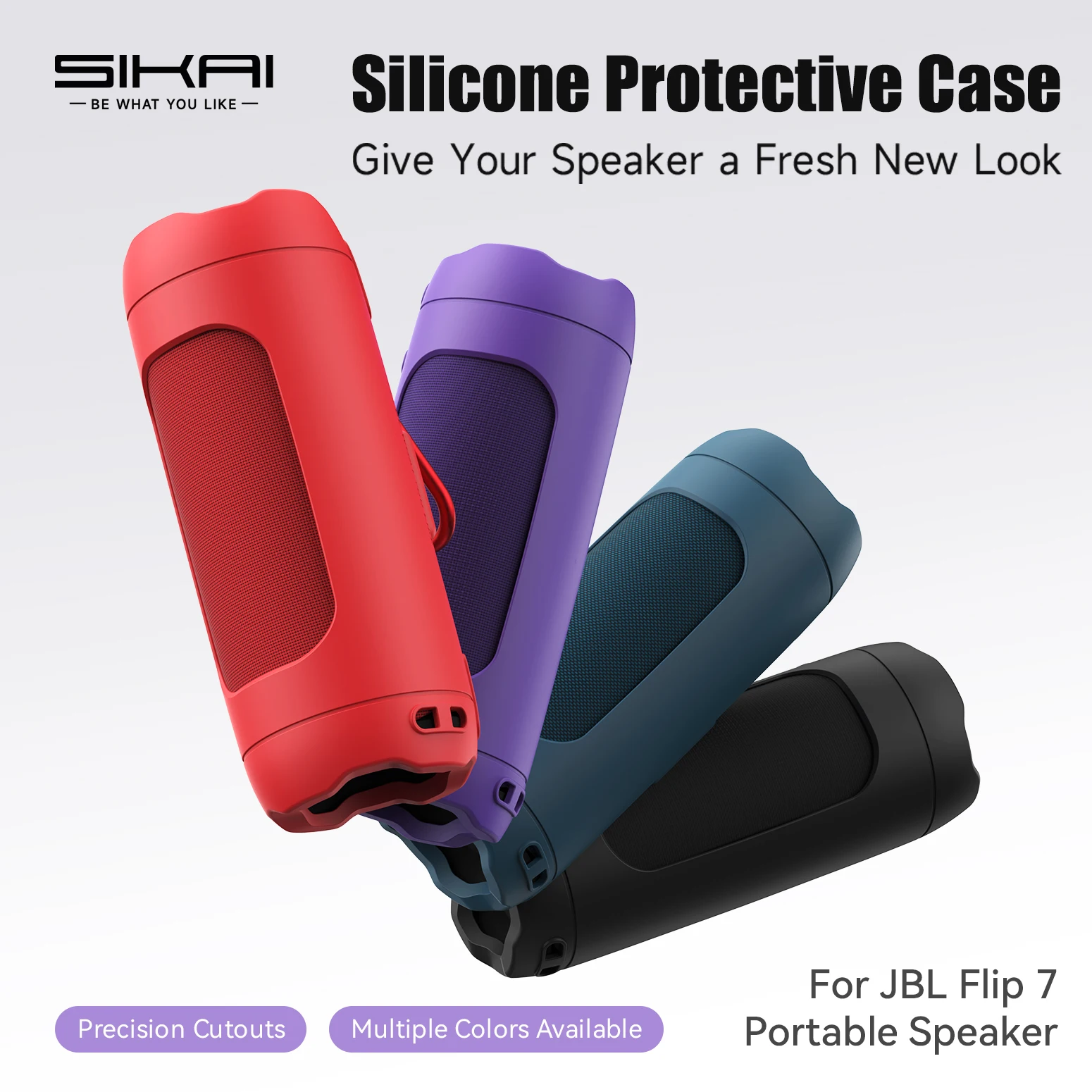Capa Protetora de Silicone SIKAI para Caixa de Som Bluetooth JBL Flip 7, Protetor Antichoque, Antirrisco e Antiqueda