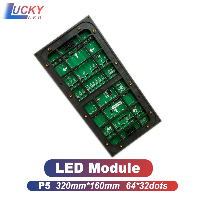 Outdoor P5 smd LED Display Module 1 / 8 Scan 320x160mm size 64x32 dots using for led screen display send free cable for module