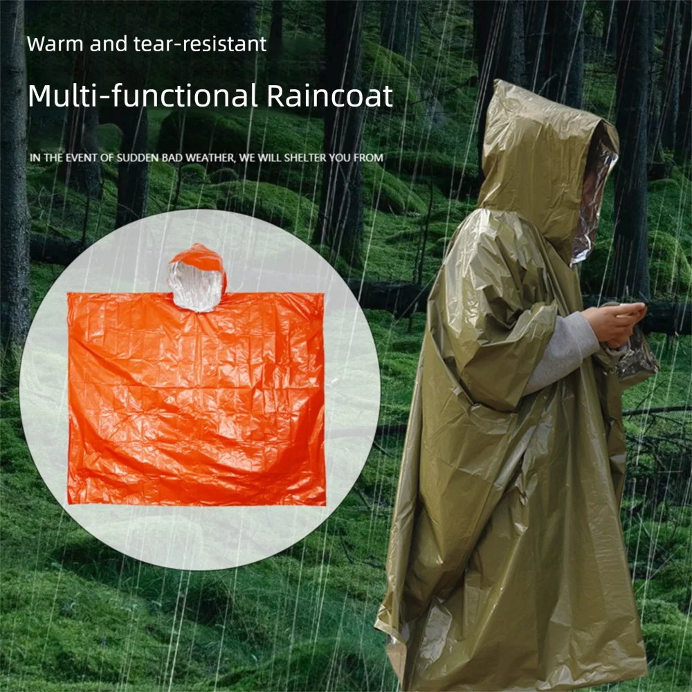 في الهواء الطلق متعددة الوظائف معطف واق من المطر التخييم معطف واق من المطر مقاوم للماء بقاء الطوارئ الملابس العاكسة معدات التخييم