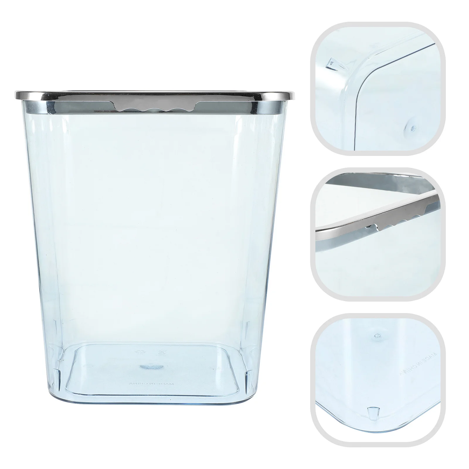 

Clear Large Capacity Trash Can Simple Style Pp Material Easy Clean Household Waste Bin For Home Office Bathroom Bedroom