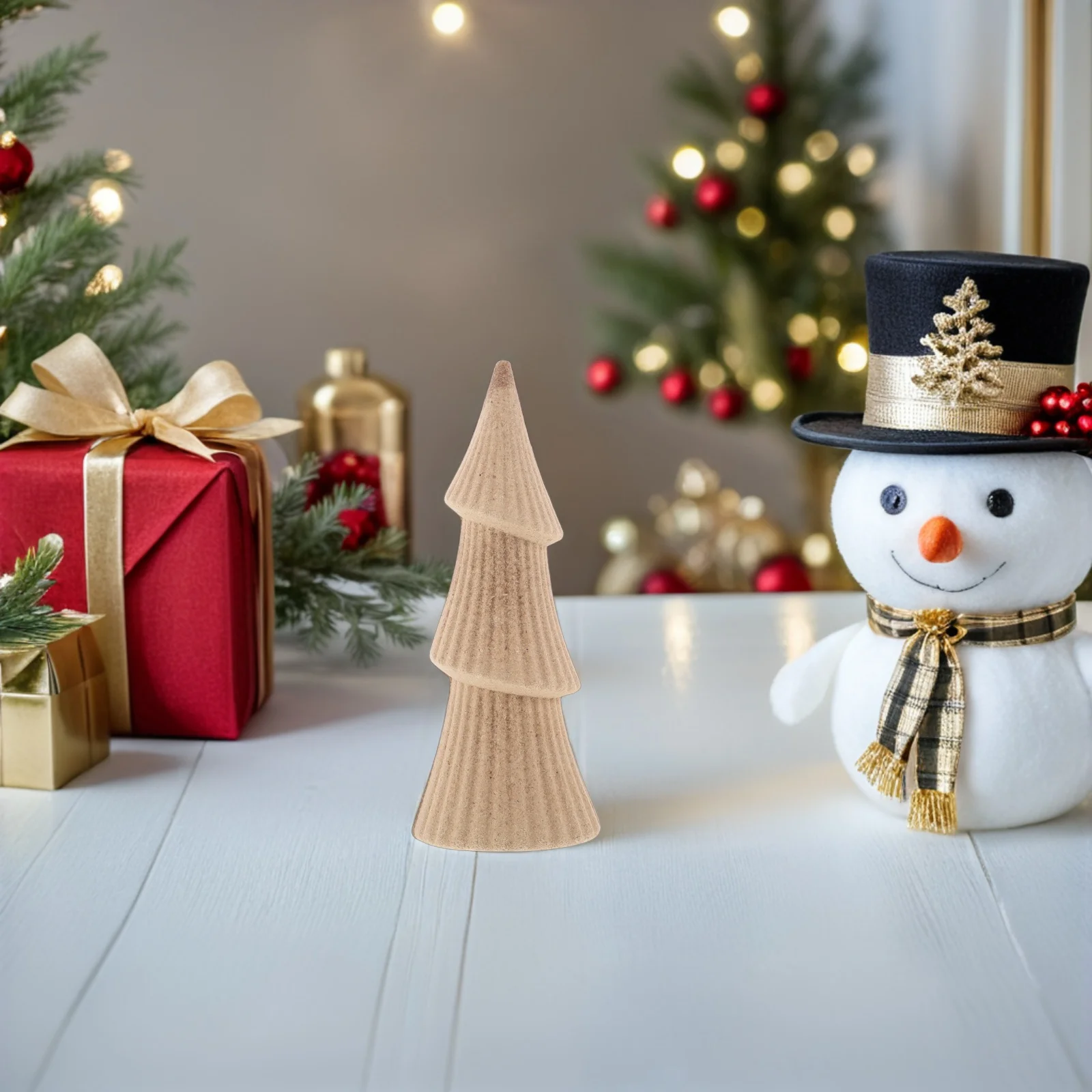 4 szt. Niedokończone drewniane drzewka bożonarodzeniowe do samodzielnego wykonania, drewniane ozdoby świąteczne, mini ozdoby na stół do malowania dla rodziny