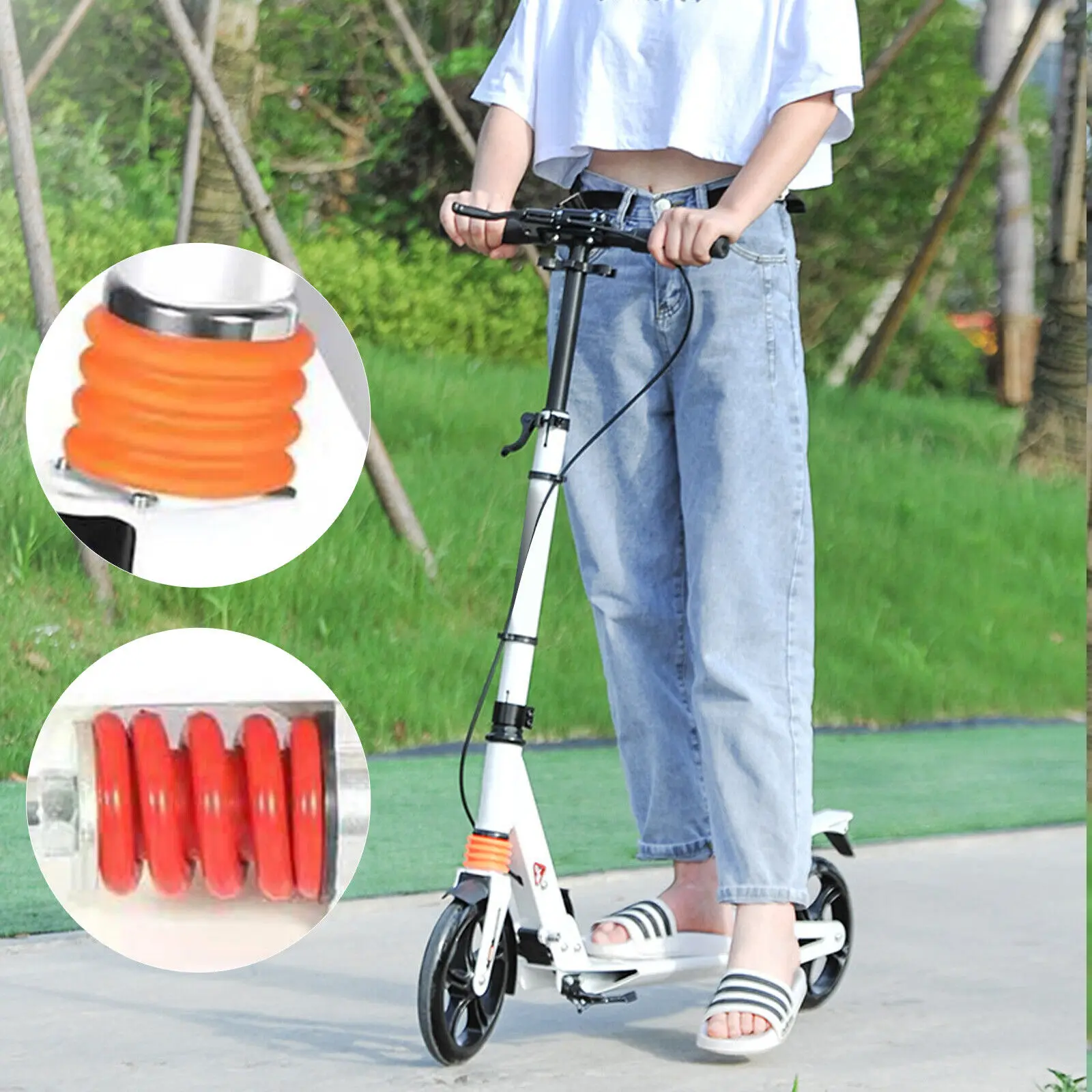 Foldable Scooter Adult Kick Scooter 93*32cm (folded) Adjustable Height Short Way Transportation Tool