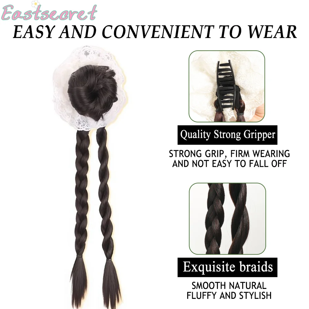 الشرقية شعر مستعار جديلة الإناث انتزاع كليب عالية ذيل حصان الدانتيل برعم رئيس العجين المقلي التقلبات جديلة شعر مستعار اصطناعي جديلة ذيل حصان