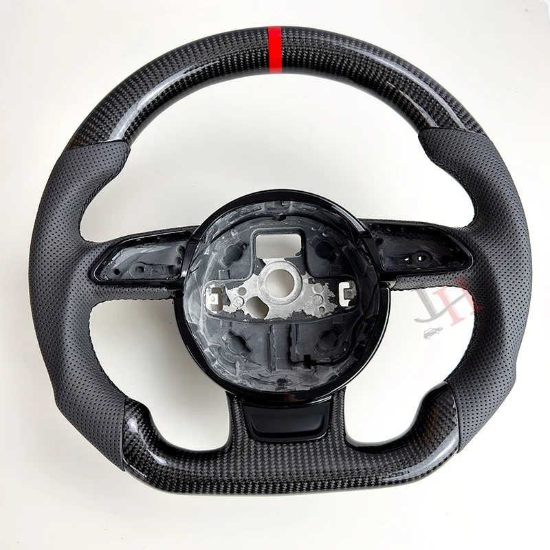 for Audi A3 carbon fiber steering wheel flat bottom A4B8 A5 S3 S4 S5 leather semi perforated steering wheel