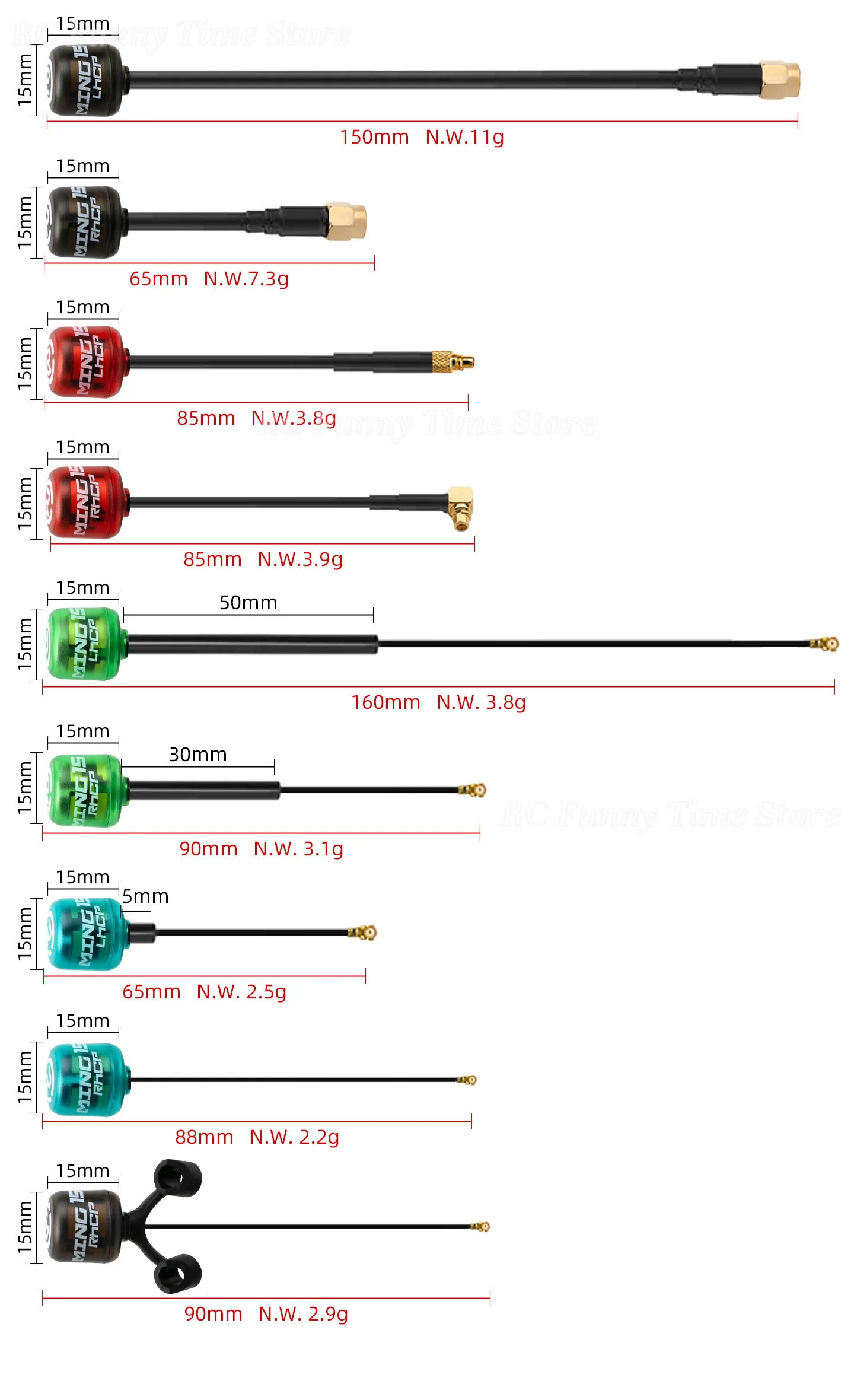 NEEBRC 5.8G VTX Antenna LHCP/RHCP 3.3Dbi Long Range SMA/MMCX/IPEX Connector Adapter FPV Antenna for RC FPV Racing Drone DIY Part