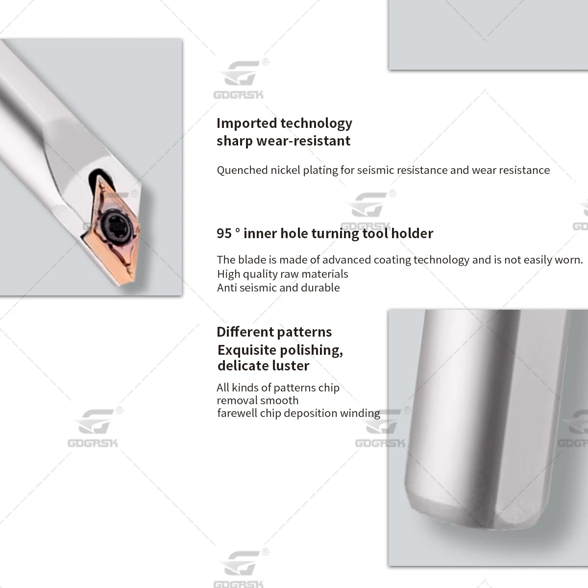CNC 선반 내부 구멍 도구, 흰색 거치대 용수철 스틸 보링, S08K S10K S12M-SDXCR07, DCMT 카바이드 인서트와 호환 가능, 95 도