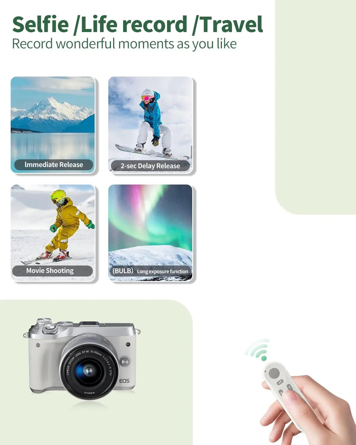 Replace Canon BR-E1 Wireless Bluetooth Remote Control Shutter Release for Canon R1, R3, R50, R100, G7X III, G5X II, SX70 HS, V10 - Image 2