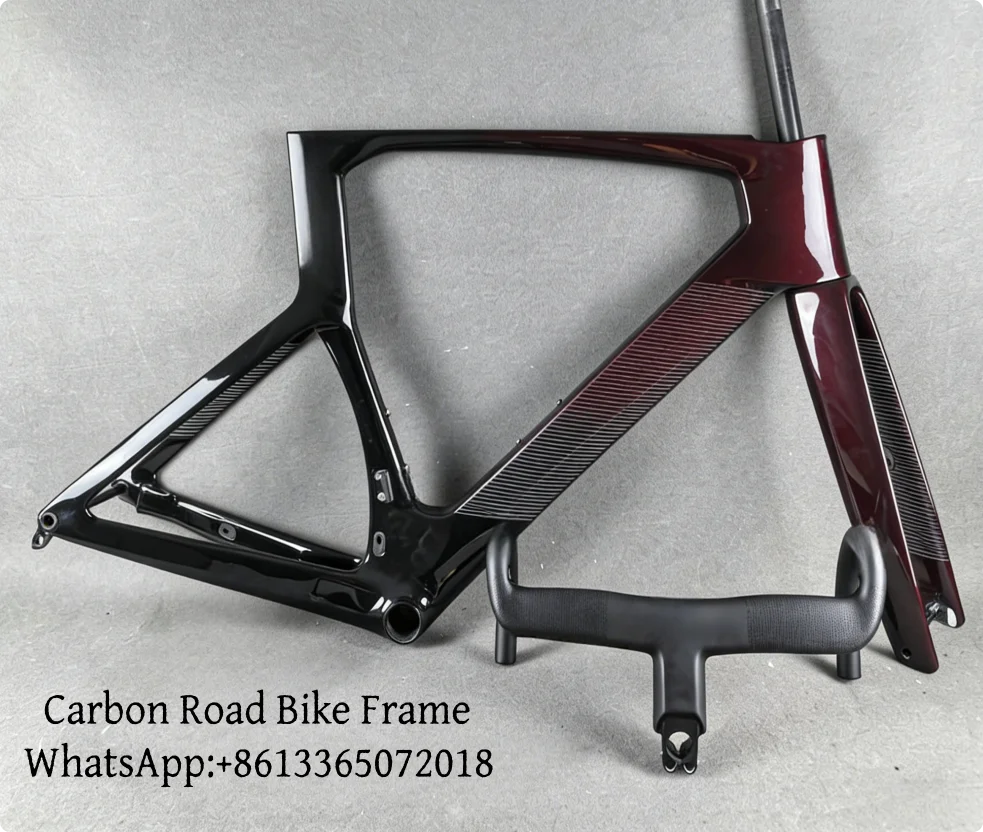 Ultraleichter RC-Rennradrahmen mit Scheibenbremse, weinrot, T1100 UD Carbon-Rahmenset, 700C-Laufräder