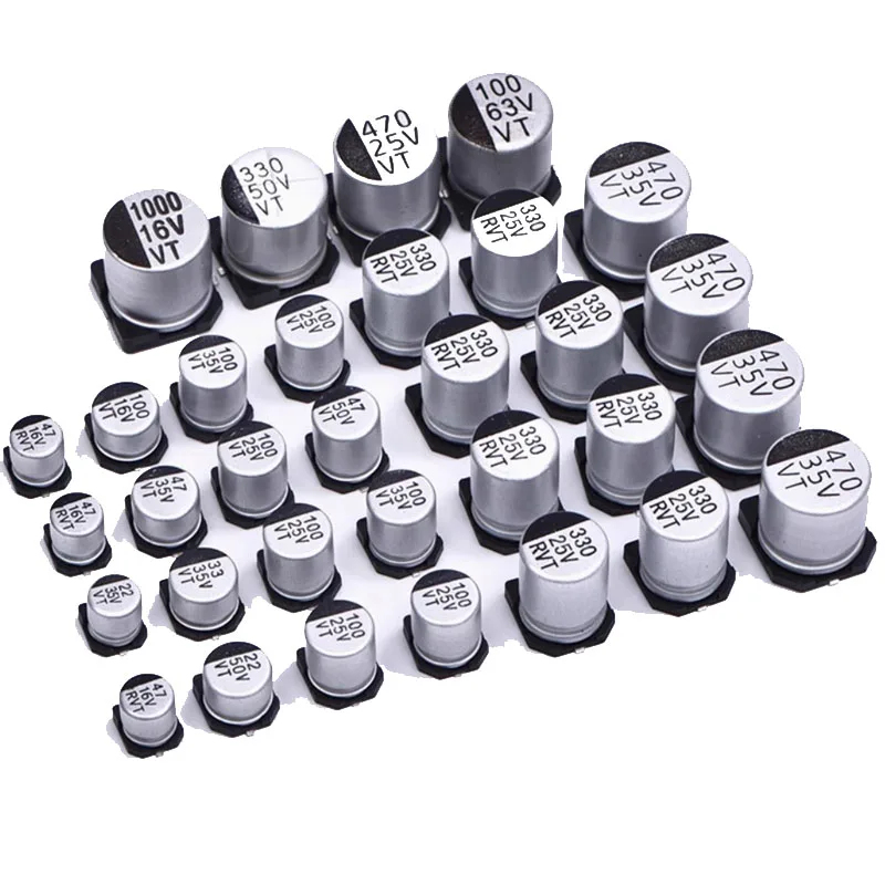 SMD Aluminum Electrolytic capacitor sample box SMD drive switch power supply 16V-50V 22UF 100UF 220UF 470UF 10Values 165pcs