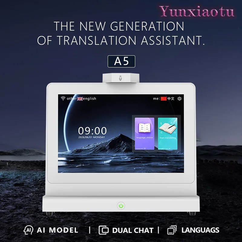 A5 AI Dual-Screen Translator, Two-Way Simultaneous Interpretation Device for Travel & Business Negotiation