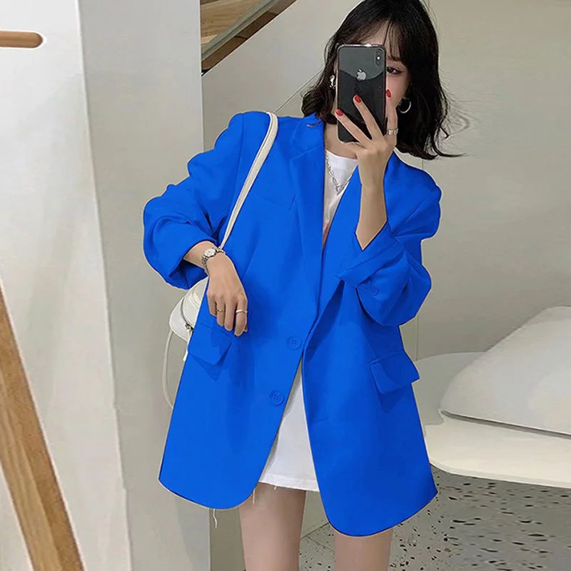 

2025 Advanced Women Long Sleeves Tops Outwear Korean Femme New Solid Color Blazer Coat Spring Autumn Ladies Fashion Suit Jacket