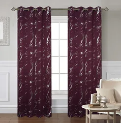 Customized silver hot stamping high precision blackout curtains bedroom living room loop finished curtains hot sale