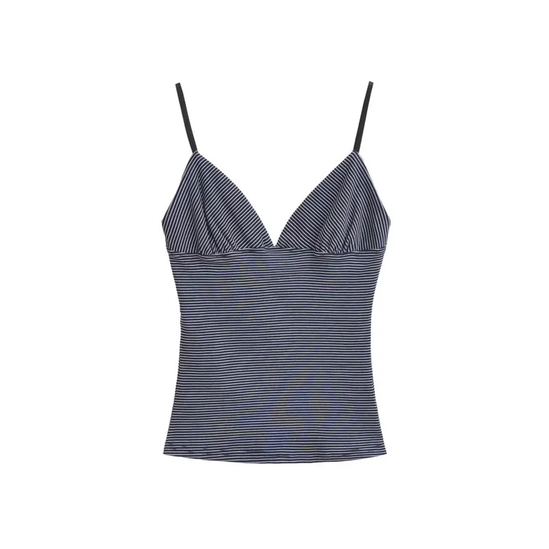 

Горячая девушка, сексуальная приталенная полосатая майка для женщин, лето 2022, новая верхняя одежда в американском стиле, короткая майка в стиле отпуска, Casaul 4U9H