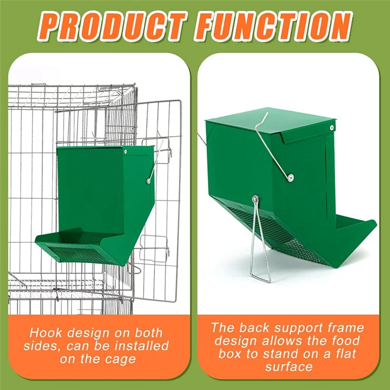 【TODAY-ONLY!】Metal Chicken Grit Oyster Shell Feeder 2 Pcs For Cage Food Dispenser With Lid Small Animal Feeders