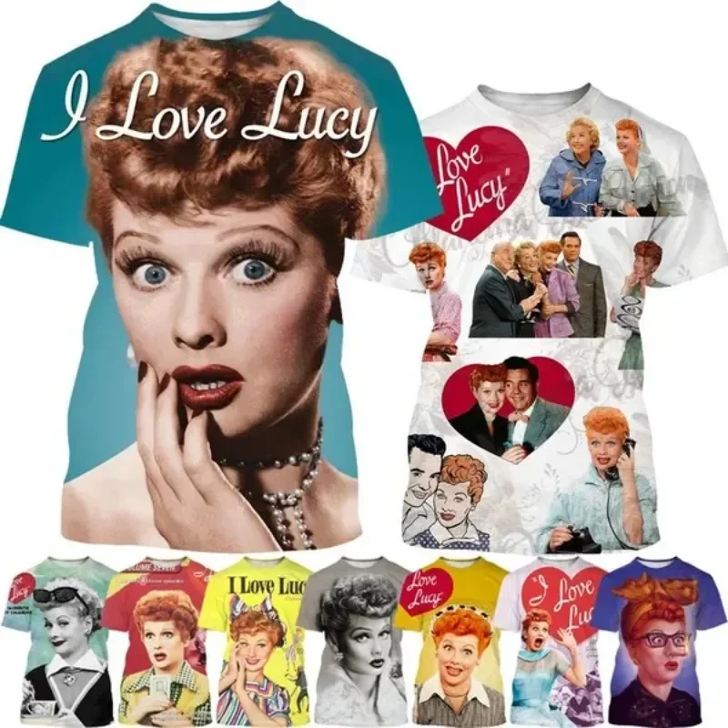 T2K Top Comedian I Love Lucy 3D Printed T-Shirt Men's Clothing Hip Hop Unisex Short Sleeve Casual Crew Neck Sports T-Shirt