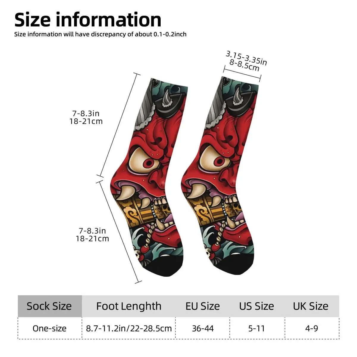 Vintage Oni Mask Japanese Culture Art Men\'s compression Socks Unisex Samurai Street Style Seamless Printed Novelty Crew Sock