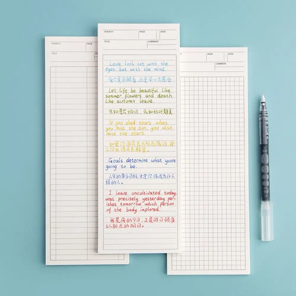 シンプルな非粘着ロングメモ帳 50 枚文房具メモ帳書き込みノート学校事務用品