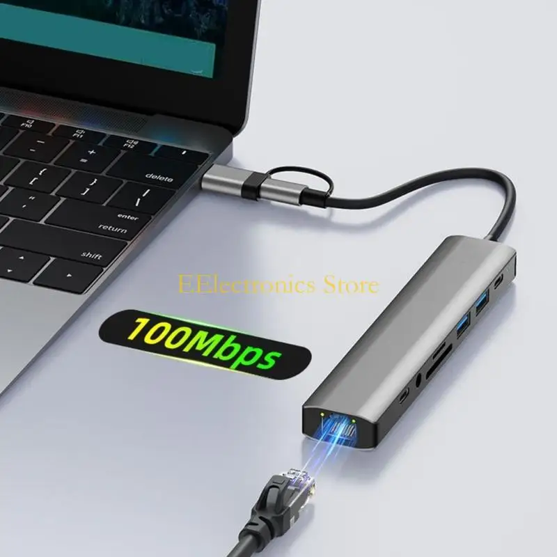 B03C Compactly USB C Dock With 100Mbps Ethernet Auditory Port And Fast Data Transfer