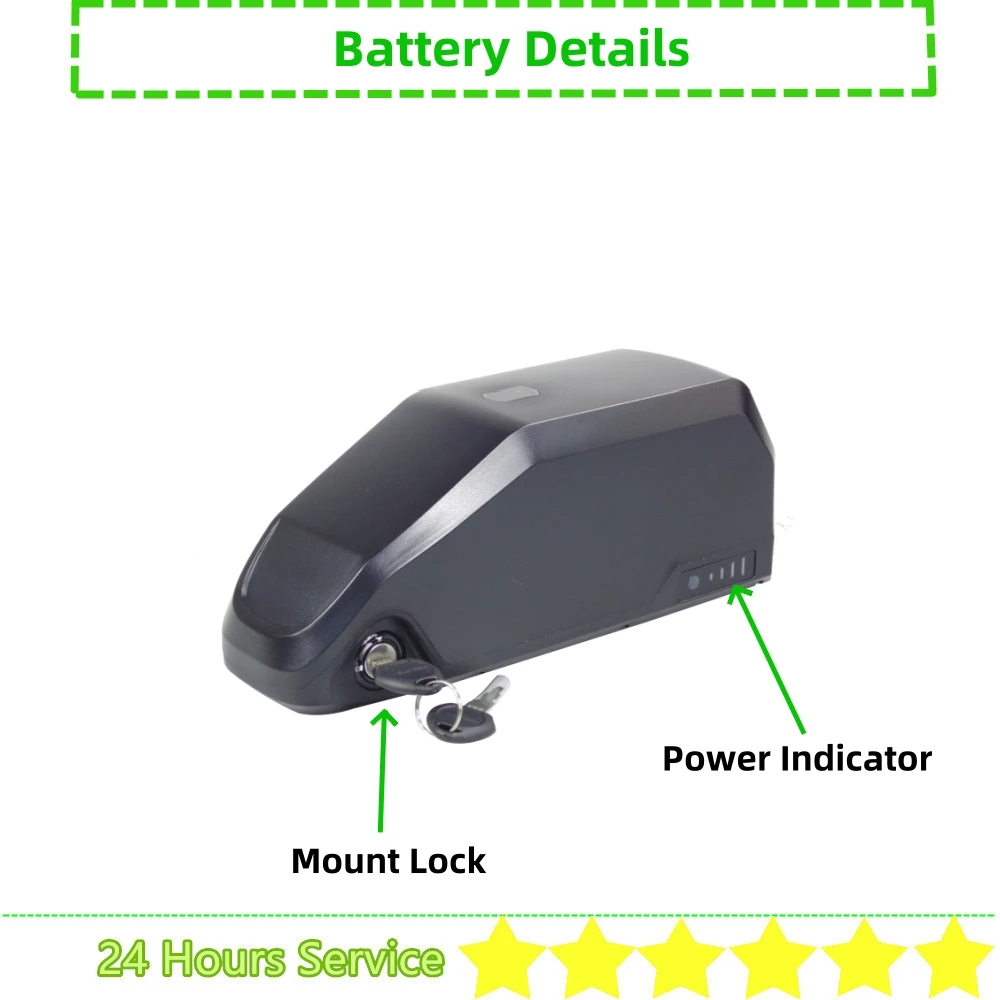 Little Short Down Tube Dolphin Ebike Battery 36v 10Ah 15Ah 48V 10Ah 52V 10Ah Li-ion for 250w 350w 500w 750w E-bike Battery