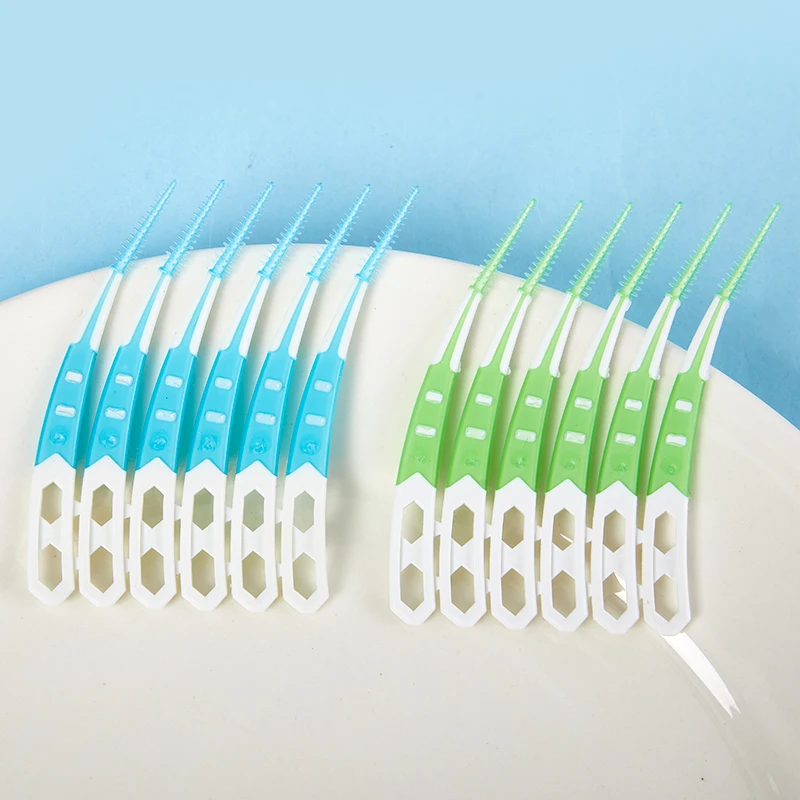 12ชิ้น/กล่องซิลิโคน interdental แปรงแปรงสีฟันระหว่างฟันซิลิโคนกับเครื่องมือทำความสะอาดปากด้าย