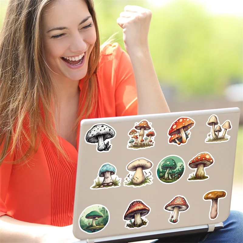 10/30/50PCS Terror Mushroom PVC Sticky Sticker Aesthetic Chidlren\'s Stationery Decoration Scrapbooking Hand Accounting Supplies