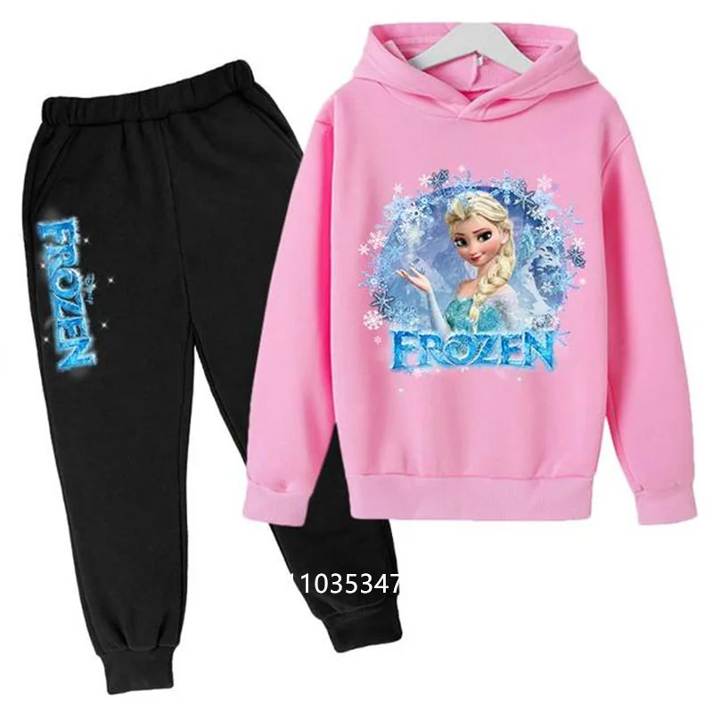 Disney Frozen Kids Tracksuit Girls Clothes Set Frozen Elsa Hoodies and Pants Children Sportwear Clothing Fashion Sport Suit