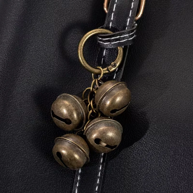 4 Bells / Pure Bronze Color Material, Christmas Gift, Vintage Bell Strand, Vintage Bronze Color Keychain, Cat and Dog Pet Decor