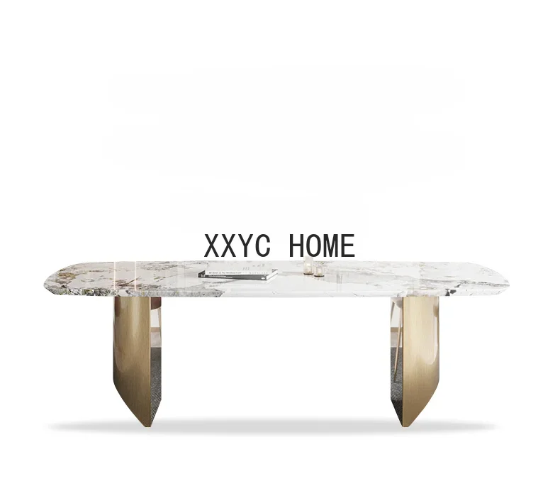 

Light Luxury Dining Tables and Chairs Set Home Large Apartment Italian Minimalist Marble Dining Table