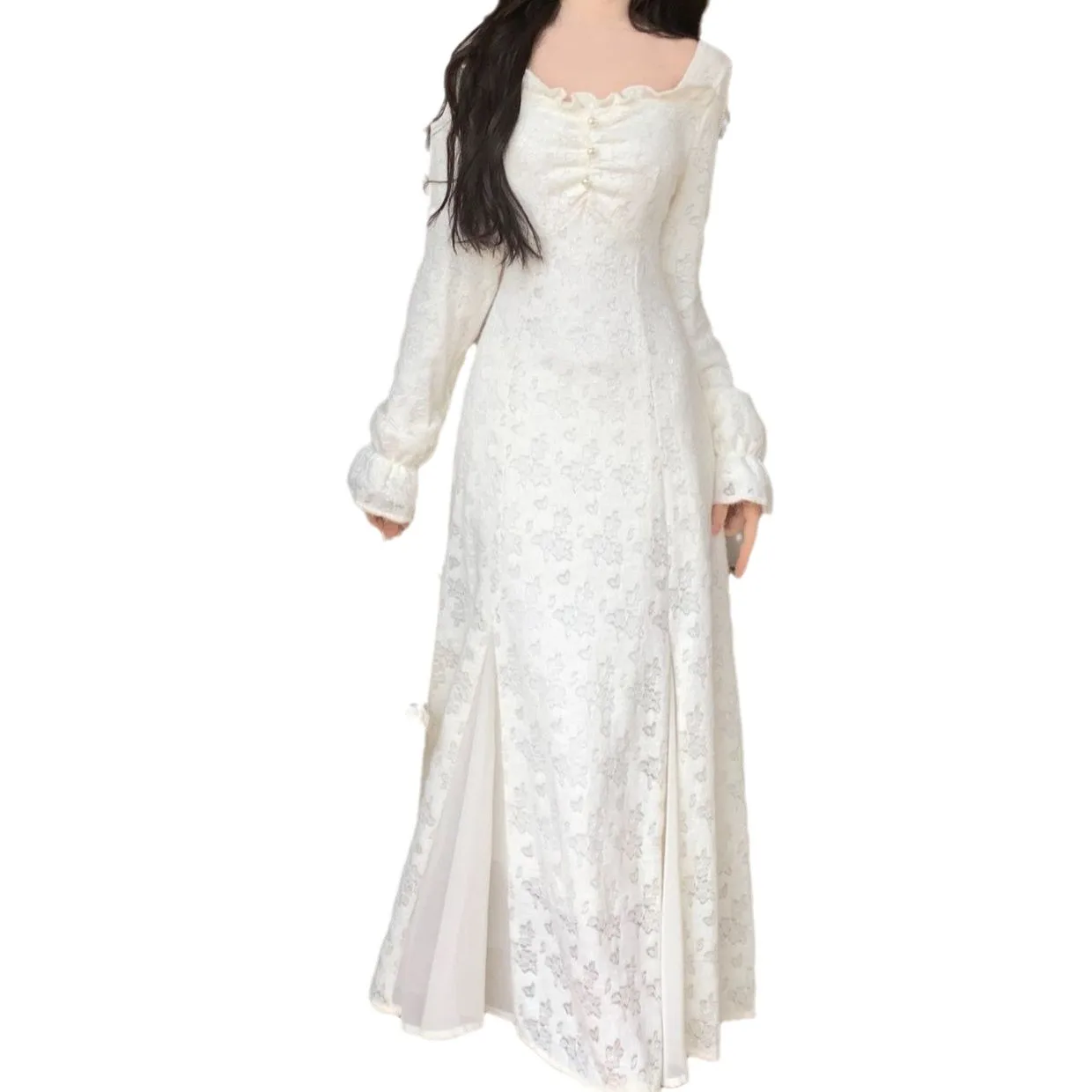 Sukienki Damskie Sukienka Meduza Jesień Satyna Z Ozdobami z Pereł Marszczona Bez Rękawów Dopasowana Syreni Krój Bankietowa Wieczorowa Elegancka Francuska Biurowa