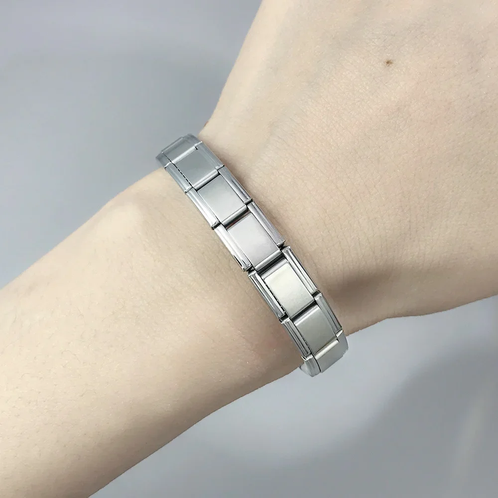 9mm Width Silver Gold Color Italian Charm Link for Women Men Chain Stainless Steel Bracelet on Hand DIY Making Jewelry Wholesale - Image 3