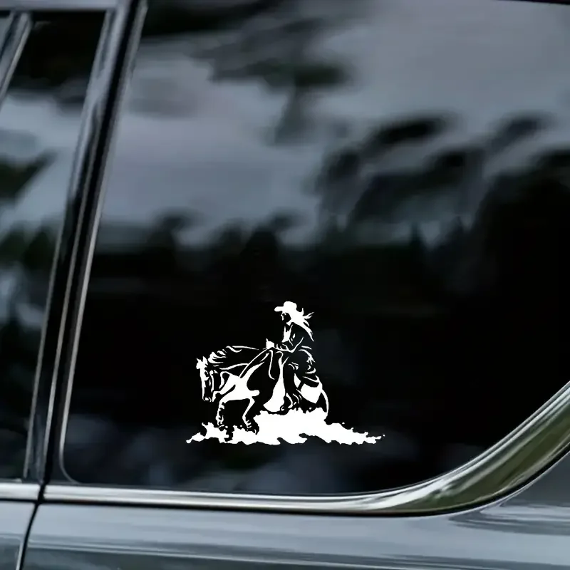 6.02inch X 4.33inch Cowgirl Horse Rodeo Western Cowboy Fashionable Car Styling Decal Sticker For Car Laptop Window Sticker